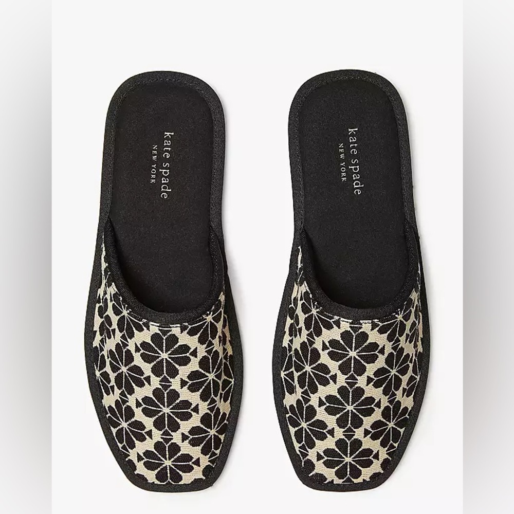 NWT Kate Spade Spade Flower Jacquard Dove Slippers - Picture 2 of 7